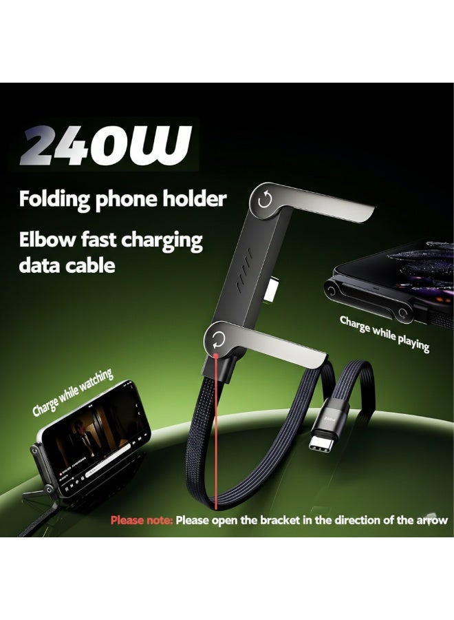 كابل شحن سريع USB-C إلى USB-C بقوة 240 واط بطول 1.5 متر مع حامل قابل للطي 360 درجة، سلك مضفر يدعم PD 3.1 للهواتف والأجهزة اللوحية واللابتوب - Image 5